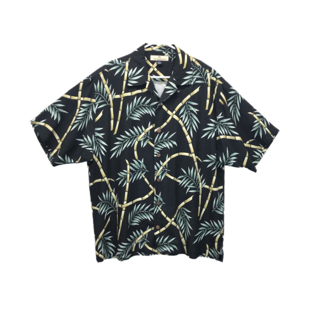 Tommy Bahama Palm Leaf Men's Size M 100% Silk Camp Shirt Tropical Resort